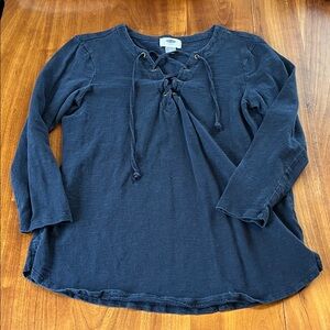Old Navy Dark Blue Top with Lace-Up Front
